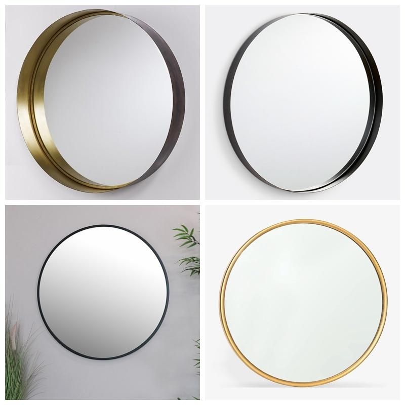 Jinghu Round Shape Aluminum Alloy Metal Framed Bathroom Mirror Rounded Corner 2′′ Deep Set Design for Bathroom