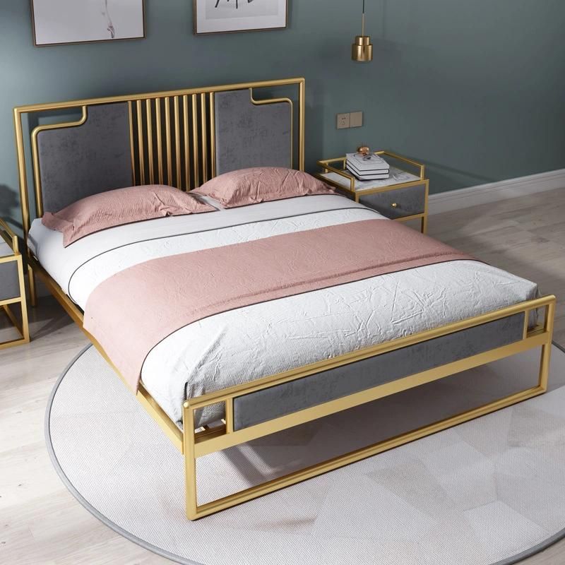 Hyc-Bl11 Ins Style Modern Stainless Steel Frame Double Metal Bed for Sale