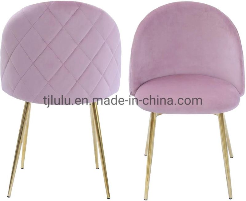 Modern Velvet Dining Chair Upholstered Leisure Chair Makeup Chair with Sturdy Gold Metal Legs for Dining Room Living Room