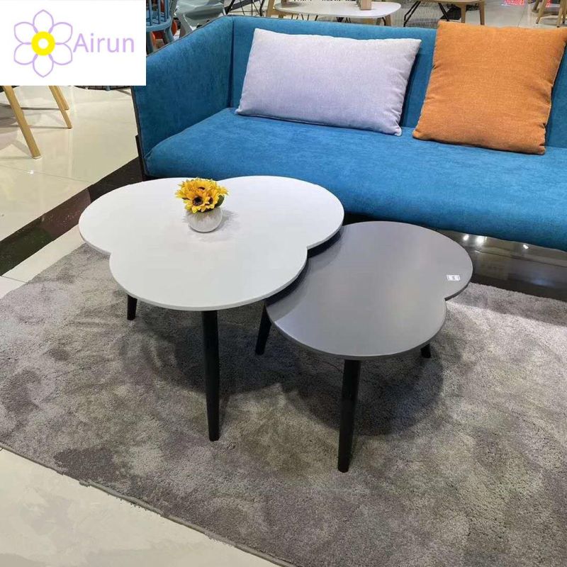 Modern Furniture Set Round Metal Combined MDF Wood Side End Coffee Table