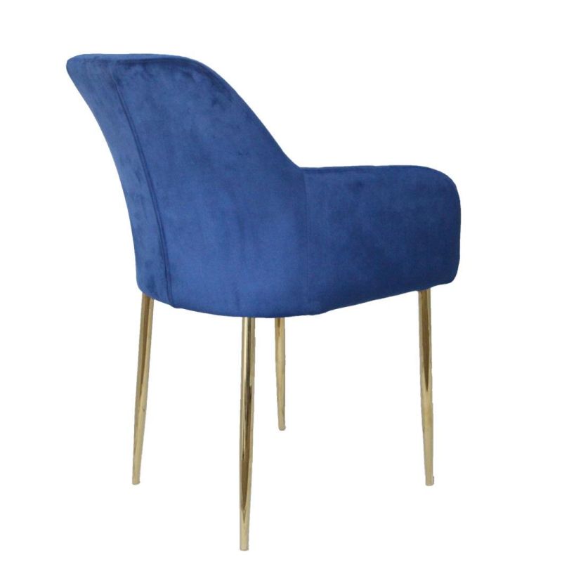 Hot Sale Modern Nordic Style Velvet Fabric Restaurant Gold Metal Simple Dining Chair