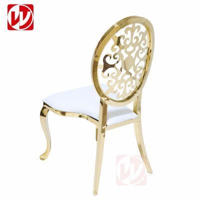2022 Elegant Flower Back Luxury Banquet Chair Modern Stackable Stainless Steel Party Wedding Event Chair
