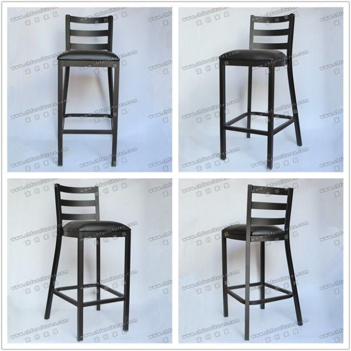 Black Vinyl PU Leather Dining High Bar Stools Coffee Chair for Cafe and Club Yc-H24