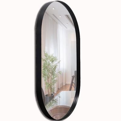 Hot Sale Modern Cloakroom Dressing Long Capsule Black Steel Mirror
