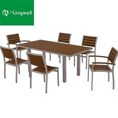 Modern Aluminum Outdoor Furniture Stainless Steel Restaurant Dining Table Set for Cafe