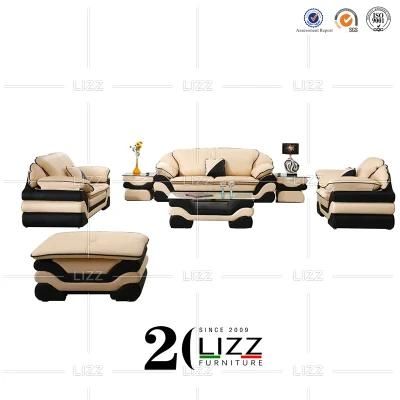 Hot Selling Modern Modular Geniue Leather Living Room Sofa Set with TV Stand