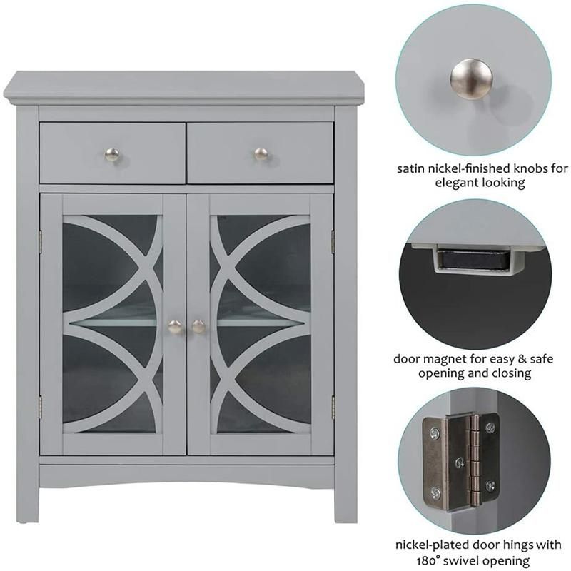 Modern Gray with Drawers and Doors 32.5 Inch Freestanding Wooden Storage Cabinet 0249