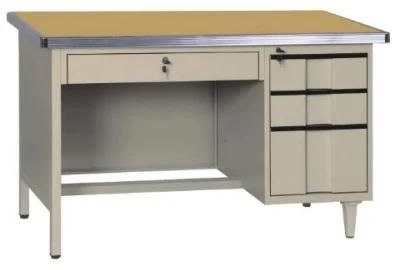 Modern Metal Computer Table Staff Desk with 3 Drawers Chinese Steel Office Desk with Aluminum Alloy Edge