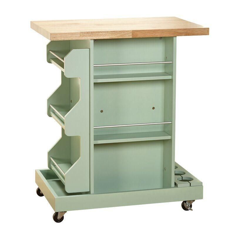 American Home Styles High Quality UV Painting Diaz Kitchen Cart with Wood Top
