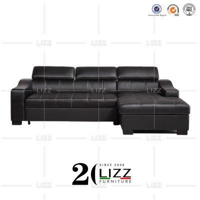 Popular Modern Home Office Furniture High Quality European Commercial L Shape Genuine Leather Sofa