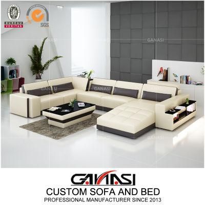 Modern Living Room Furniture Leather Sofa with Chaise