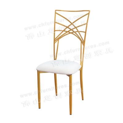 Modern Light Luxury Stainless Steel Gilded Home Hotel Banquet Wedding Backrest Dining Chair