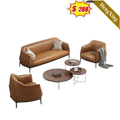 Modern Home Living Room Sofas Brown Color Customized Size PU Leather Fabric 1+2+3 Seat Sofa Set