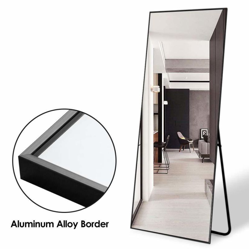 Black Full Length Dressing Mirror Standing Mirror Floor Mirror Full Body Mirror with Aluminum Frame