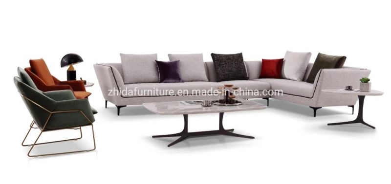Modern Swedish Style Wing Back Three Seats Lounge Sofa with Cushion