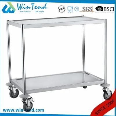 2 Tiers Round Tube Hotel Kitchen Food Service Trolley Without Handle