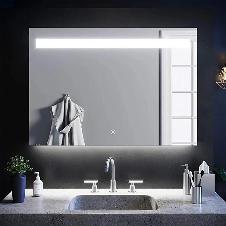 Hotel Bathroom Wall Hanging Mirror Rectangle Frameless Mirror LED