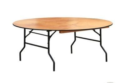54&prime;&prime; Round Wood Folding Table, Plywood Foldable Banquet Table