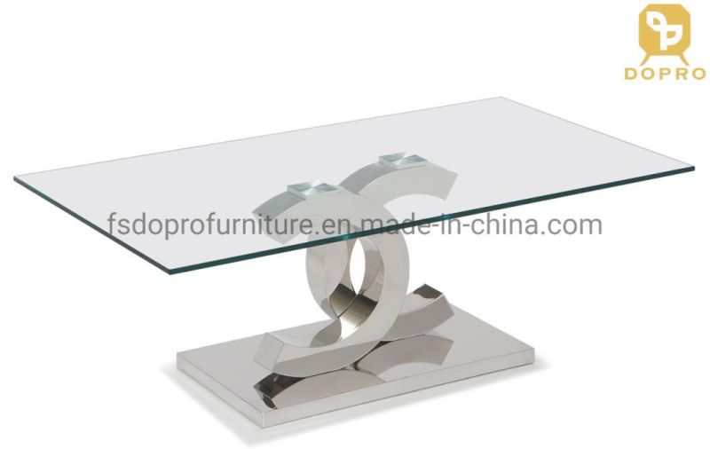 2020 Home Furniture Modern Clear Glass Series Top Tea Center Coffee Table-C08