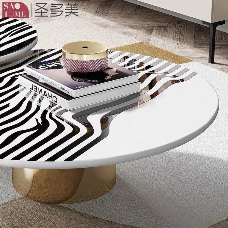 Newest Modern Simple Style Zebra Pattern Marble Coffee Table