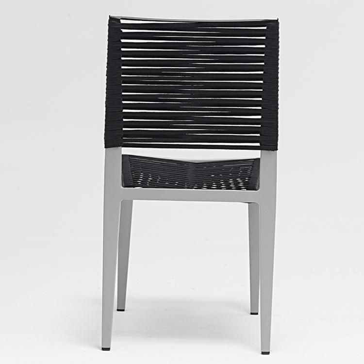 Black and White Aluminum Modern Outdoor Stacking Bistro Chair Patio Metal Furniture