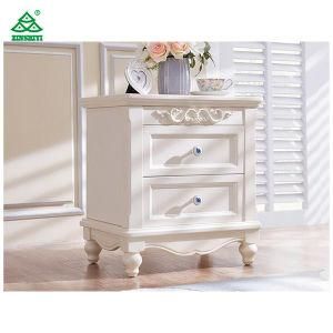Luxury Princess Style White High Glossy PU Bedside Table Nightstand