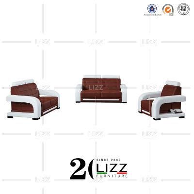 Promotion China Lizz Furniture Top Grain Genuine Leather Sectional 1+2+3 Leisure Sofa Set
