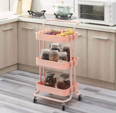 Kitchen Rack Bathroom Shelf 3-Tier Mobile Storage Trolley