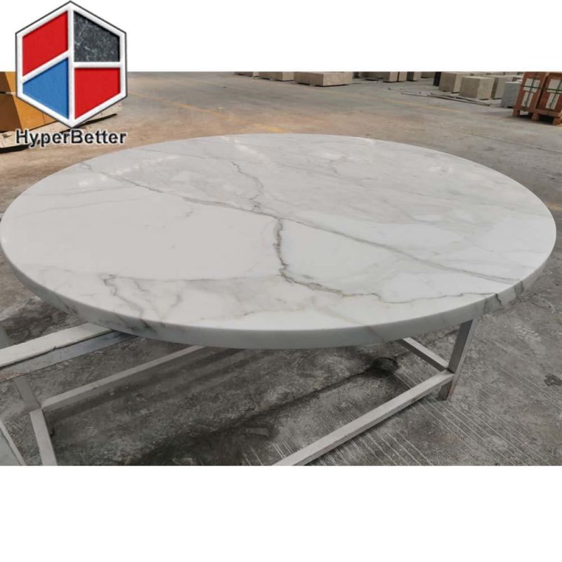 Luxury Natural Calacatta Marble Coffee Table Top Circle