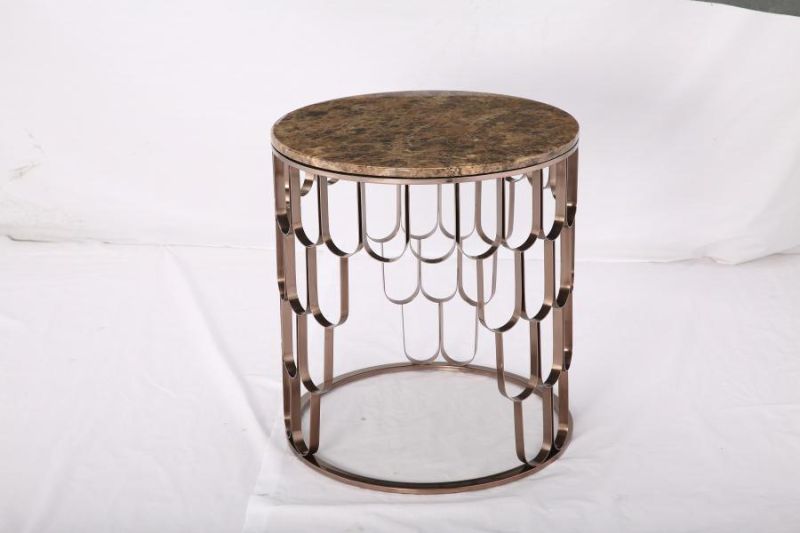 Round Tempered Glass Coffee Table with Gold Stainless Steel Frame