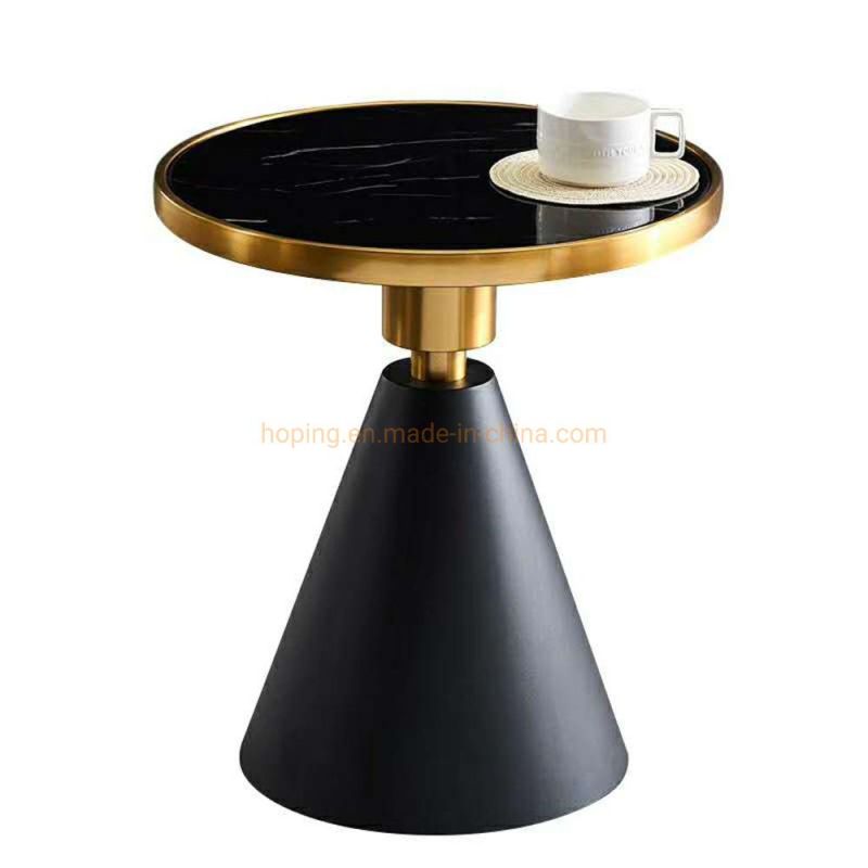 Hotel Table Coffee Shop Marble Top Metal Gold Stainless Steel Side End Table