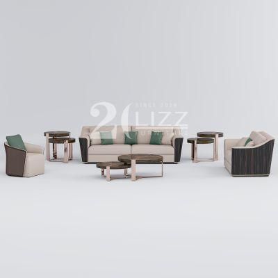 Factory Direct Sell American Style Living Room Real Leather Sofa with Unique Coffee Table Modern Home Furniture