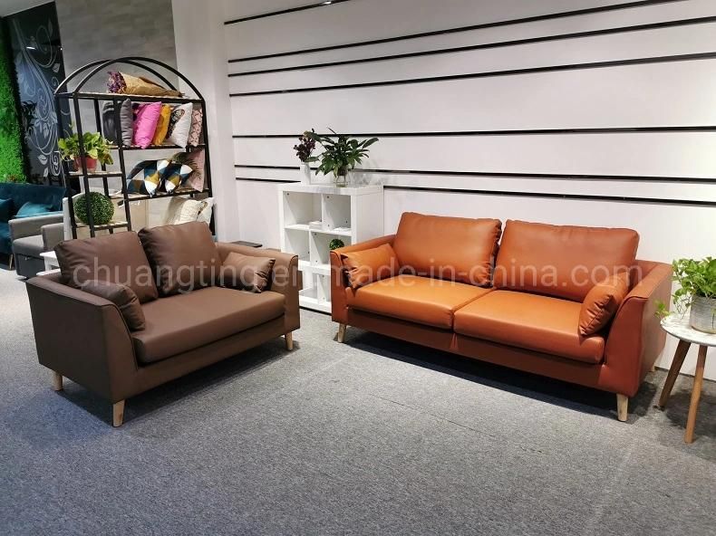 Living Room Modern 3 Seater Italian Leather Sofas