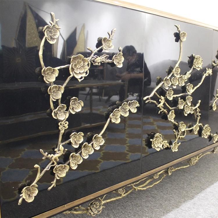 Luxury Solid Wood Stainless Steel TV Cabinet Bench Modern Simple Customization Living Room Furniture