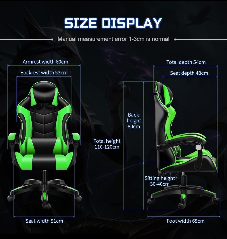 New High Back Ergonomic Leather CE Approval PU Leather Silla Gamer PC Computer Racing Gaming Chair with Headrest