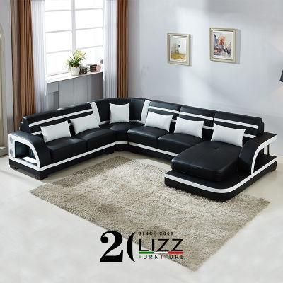 Leather Furniture Modern Corner Sofa with Bluetooth Speaker for Home