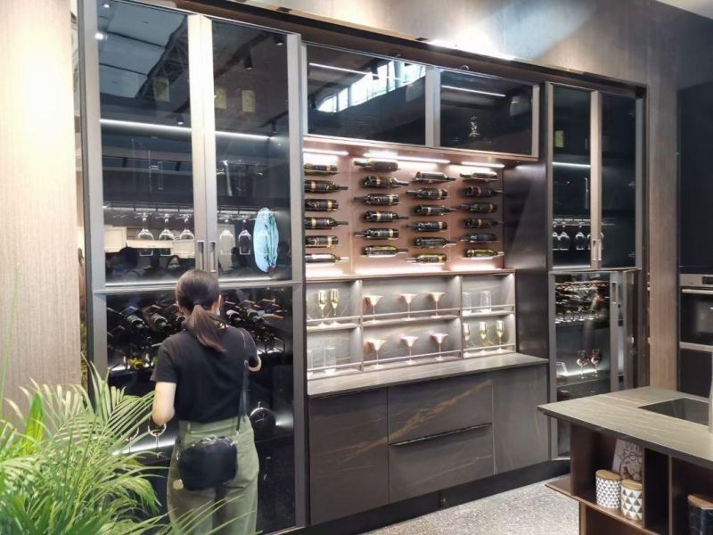 Factory-Direct Luxury Aluminium Frame Glass Finish Furniture Kitchen Cabinets