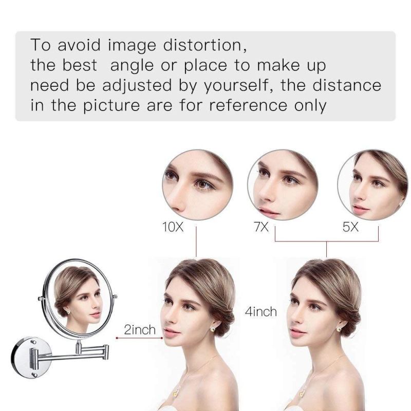 6′′ 8" Double Side Makeup Bathroom Arm Mirror Magnifying Arm Mirror for Home Hotel Bathroom