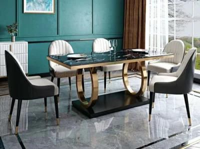 Living Room Furniture Marble Top Dining Table Hotel Furniture Set Modern Rectangle Table