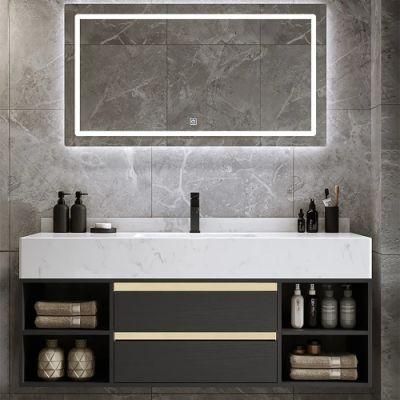 Modern Rock Plate Bathroom Vanity Melamine Mirror Cabinet with Mirror