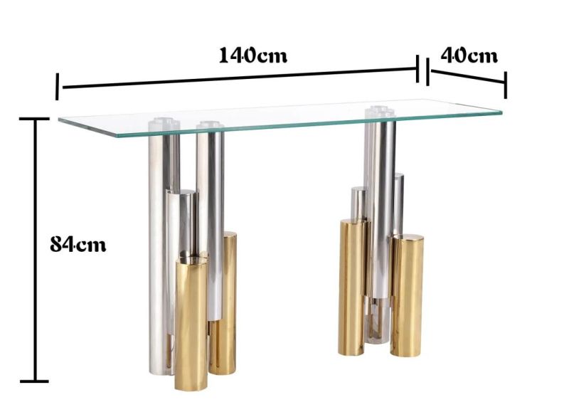 High End Nordic Modern Design Metal Home Living Room Furniture Leisure Clear Glass Table Console Table