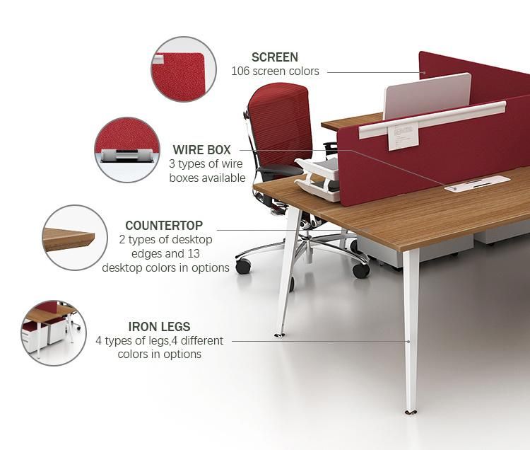 Simple Modern Style Extra Large Work Surface Computer Office Workstation Desk with Pedestal