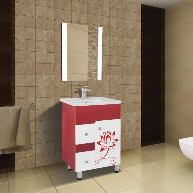 2022 Hot Sale Floor Mounted Stainless Steel Bathroom Cabinet with Single LED Mirror