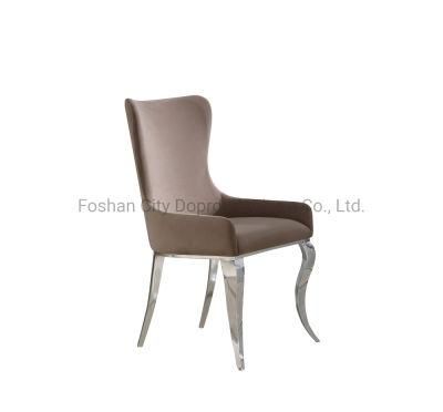 Simple Design Style Stainless Steel Dining Chair with Metal Ring on Back