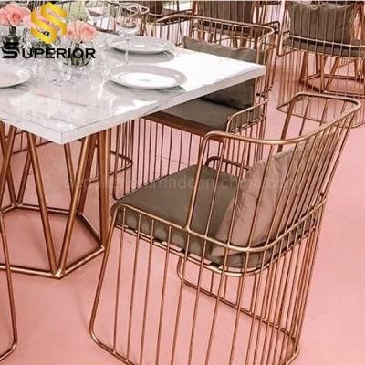 Latest Design Hotel Wedding Rose Gold Metal Frame Dining Chair