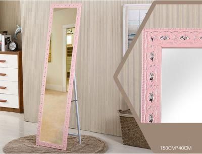 Nordic Style Foldable Furniture with Bracket Hotel Wood Full-Length Floor Mirror