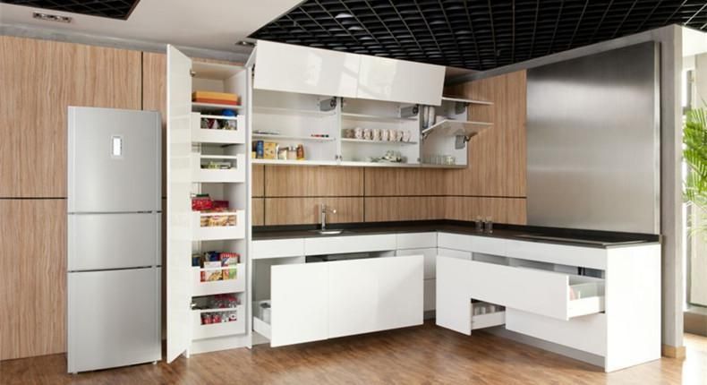 L-Shaped Simple Design MDF Wholesale Matt Lacquer Kitchen Cabinets Furniture