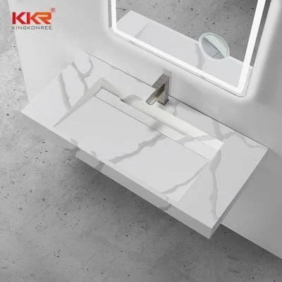 Wall Mounted Solid Surface Solid Wood Double Sink Cabinet Marble Bathroom Vanity