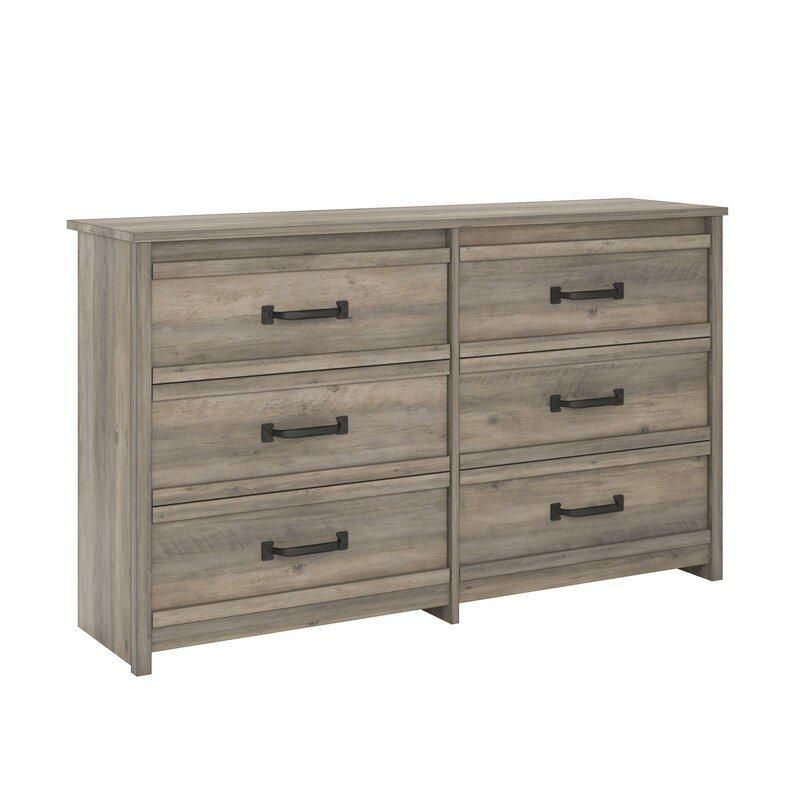 Antique Furniture Gray Oak Drawer Double Dresser Sideboard for Living Bedroom