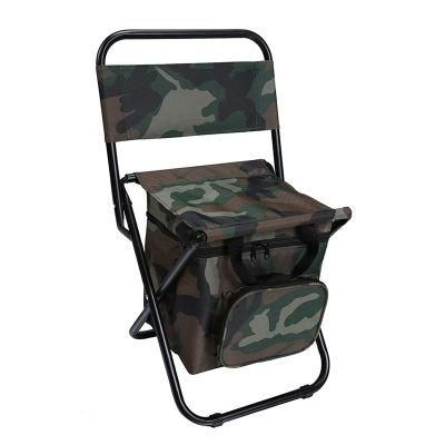 Outdoor Folding Fishing Portable Camping Stool Foldable Chair with Double Layer Oxford Fabric Cooler Bag